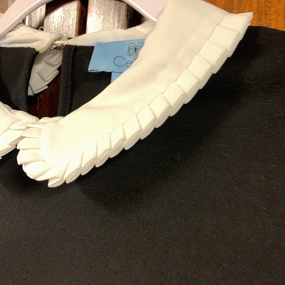 CeCe Black Long Sleeve Color Block Pleated Collar Top size small - Picture 7 of 13